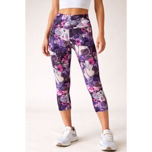 Nike Floral Cropped Leggings | Purple Pink Print High Rise Activewear XS